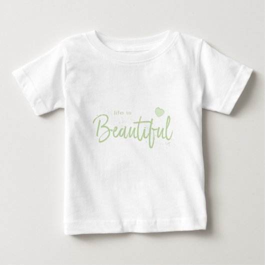 Das Leben ist schön grüner Text Baby T-shirt (Vorderseite)