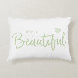 Das Leben ist schön grüner Text Zierkissen