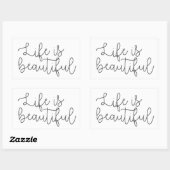 Das Leben ist schön, inspirierendes Zitat Rechteckiger Aufkleber (Blatt)