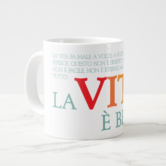 Das Leben ist schön Jumbo-Tasse (Vorderseite Links)