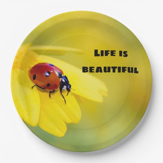 Das Leben ist schön - Ladybug Pappteller (Vorderseite)