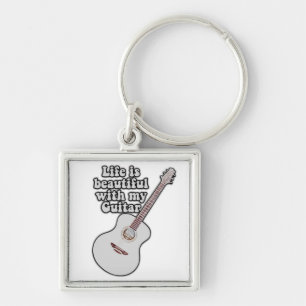 Das Leben ist schön mit meiner Gitarre. Vintag far Schlüsselanhänger