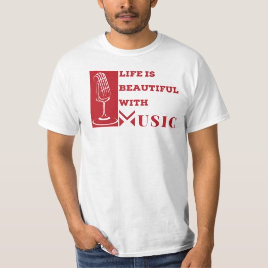 Das Leben ist schön mit Musik Artwork T - Shirt (Vorderseite)