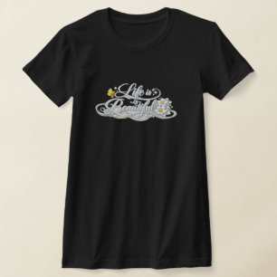 Das Leben ist schön, schwarzes Slim-Fit-T-Shirt T-Shirt