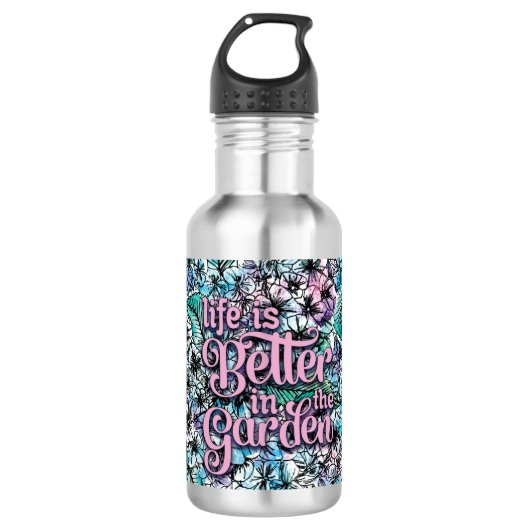 Das Leben ist schöner im Garten Wasserflasche (Vorderseite)