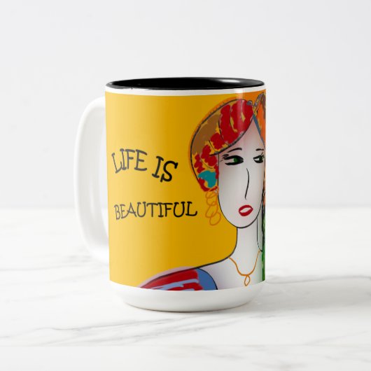 DAS LEBEN IST - SOGAR DIE UNGEPLANTEN TEILE SCHÖN ZWEIFARBIGE TASSE (Vorderseite Links)