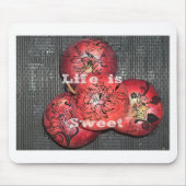 Das Leben ist süß: Design von Apple und Blumenmoti Mousepad (Vorne)