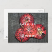 Das Leben ist süß: Design von Apple und Blumenmoti Postkarte (Vorne/Hinten)