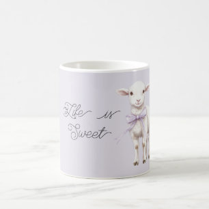 Das Leben ist süß Lavendel-Bogen Glückliches Lamm Kaffeetasse