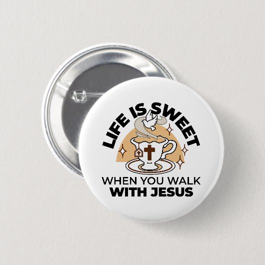Das Leben ist süß mit Jesus - Christlicher Glaube Button (Vorne & Hinten)