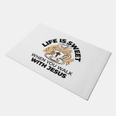 Das Leben ist süß mit Jesus - Christlicher Glaube Fußmatte (Schrägansicht)