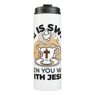 Das Leben ist süß mit Jesus - Christlicher Glaube Thermosbecher
