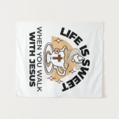 Das Leben ist süß mit Jesus - Christlicher Glaube Wandteppich (Vorderseite (Horizontal))