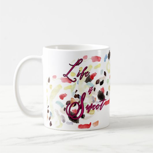 Das Leben ist süß moderne, farbenfrohe Abstrakte K Kaffeetasse (Links)