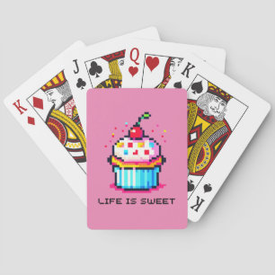 Das Leben ist süß - Niedliche Pixel Art Cupcake De Spielkarten
