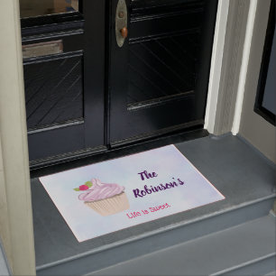 Das Leben ist süß rosa Cupcake Custom Fußmatte