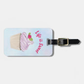 Das Leben ist süß rosa Cupcake Custom Gepäckanhänger (Vorderseite horizontal)