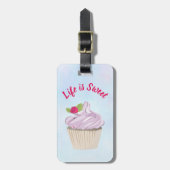 Das Leben ist süß rosa Cupcake Custom Gepäckanhänger (Vorderseite vertikal)