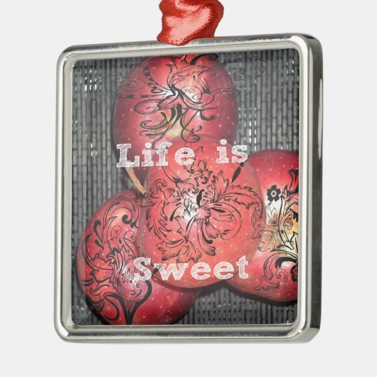 Das Leben ist süß Silbernes Ornament (Links)