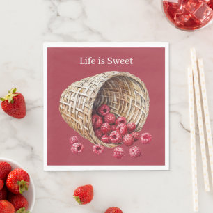 Das Leben ist süße Himbeeren Frucht Nährung Serviette