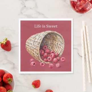Das Leben ist süße Himbeeren Frucht Nährung Serviette