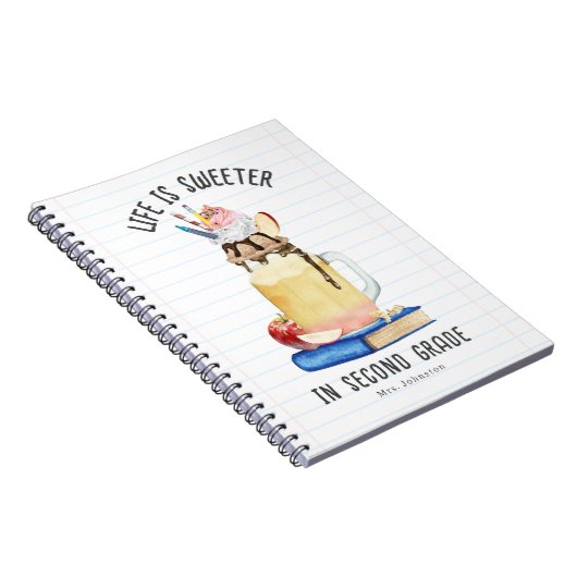 Das Leben ist süßer in der zweiten Klasse des Milc Notizblock (Rechte Seite)