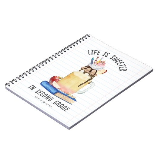 Das Leben ist süßer in der zweiten Klasse des Milc Notizblock (Linke Seite)