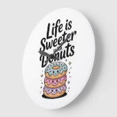 Das Leben ist süßer mit Donuts Große Wanduhr (Winkel)