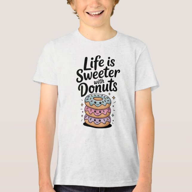 Das Leben ist süßer mit Donuts | Kinder Tri-Blend Shirt (Vorderseite)
