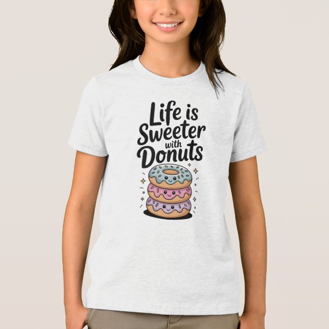 Das Leben ist süßer mit Donuts | Kinder Tri-Blend Shirt (Vorderseite)