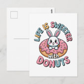 Das Leben ist süßer mit Donuts Postkarte (Vorne/Hinten)