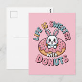 Das Leben ist süßer mit Donuts Postkarte (Vorne/Hinten)