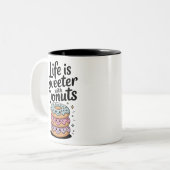 Das Leben ist süßer mit Donuts Zweifarbige Tasse (Vorderseite Links)