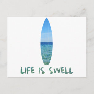 Das Leben ist Swell Surf Board Design Postkarte