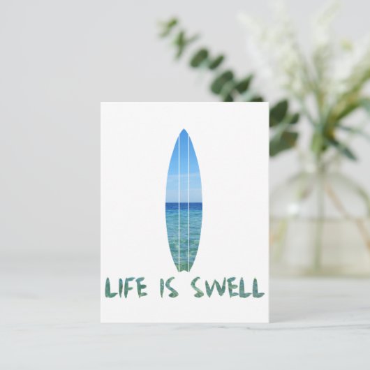 Das Leben ist Swell Surf Board Design Postkarte (Stehend Vorderseite)