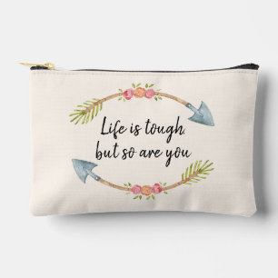 Das Leben ist Tough Watercolor Floral Arrow Creme Zubehörtasche