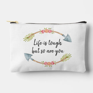 Das Leben ist Tough Watercolor Floral Pfeil Rosa Zubehörtasche
