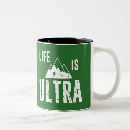 Das Leben ist ultra laufend Zweifarbige Tasse (Rechts)