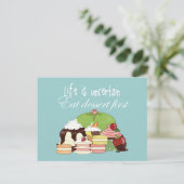 Das Leben ist unsicher essen Dessert zuerst Postkarte (Stehend Vorderseite)