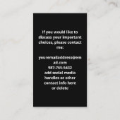 DAS LEBEN IST VOLL VON WICHTIGEN ENTSCHEIDUNGEN Ev Visitenkarte (Rückseite)