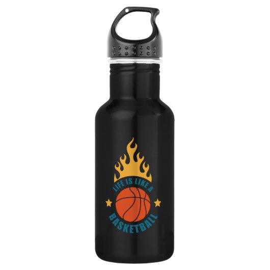 Das Leben ist wie ein Basketball Edelstahlflasche (Vorderseite)