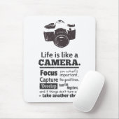 Das Leben ist wie ein Kamerazitat, schwarzer Mousepad (Mit Mouse)