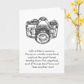 Das Leben ist wie ein Kamerazitat, Schwarzweiss Karte (Gelbe Blume)