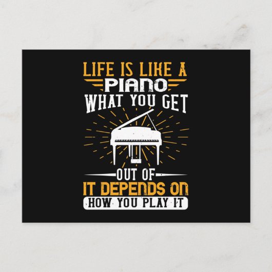 Das Leben ist wie ein Klavier Ankündigungspostkarte (Vorderseite)