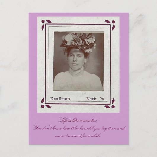 Das Leben ist wie ein neuer Hut...Probieren Sie es Postkarte (Vorderseite)