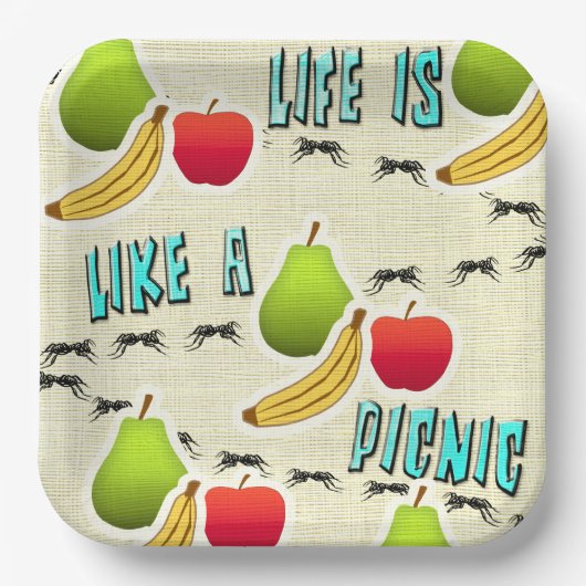 Das Leben ist wie ein Picnic Pappteller (Vorderseite)
