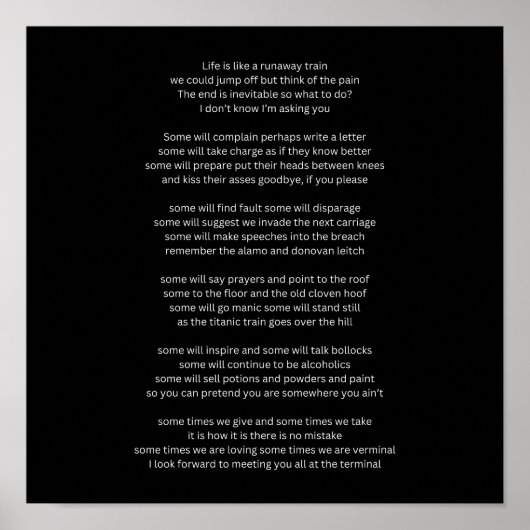 Das Leben ist wie ein Zug ohne Ende Poster (Vorne)