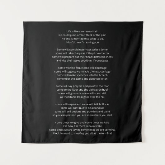 Das Leben ist wie ein Zug ohne Ende Wandteppich (Vorderseite)