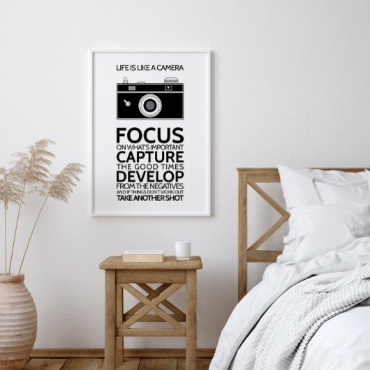 Das Leben ist wie eine Kamera, ein inspirierendes Poster