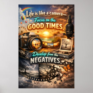 Das Leben ist wie eine Kamera Fokus Vintage-Typogr Poster
